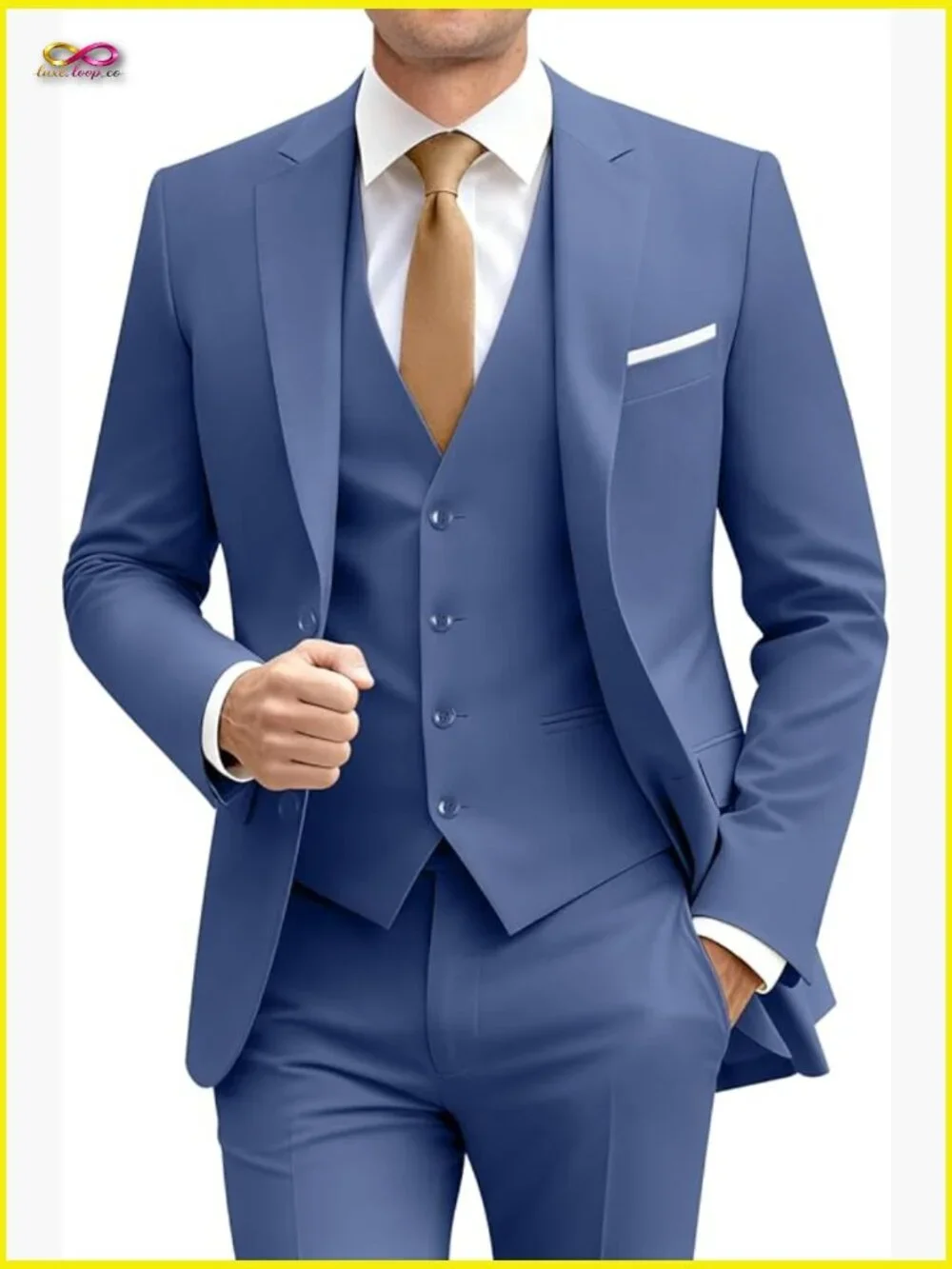 Slim Fit Three Piece Suit Set Modern Formal Business Wedding Blazer Vest Pants